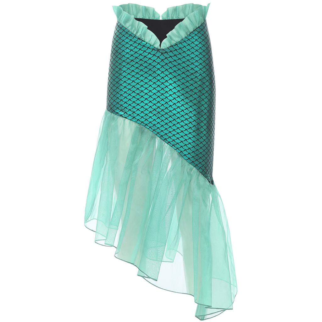 Женская юбка с оборками и принтом «рыбья чешуя», юбка для латинских танцев, юбка-русалка, костюм для косплея на Хэллоуин и карнавал