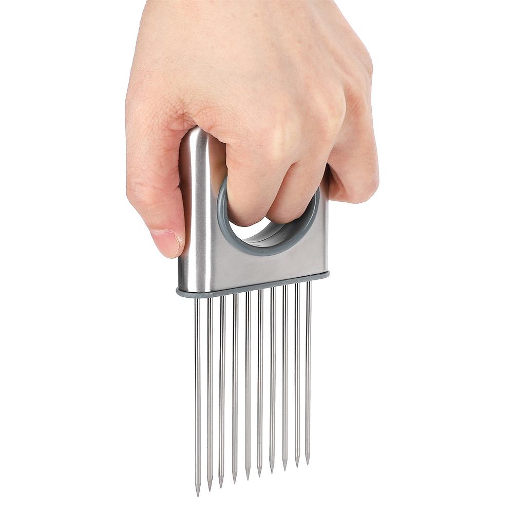 Multifunctional Stainless Steel Onion Slicing Holder Onion Neddle Kitchen Slicing Tools