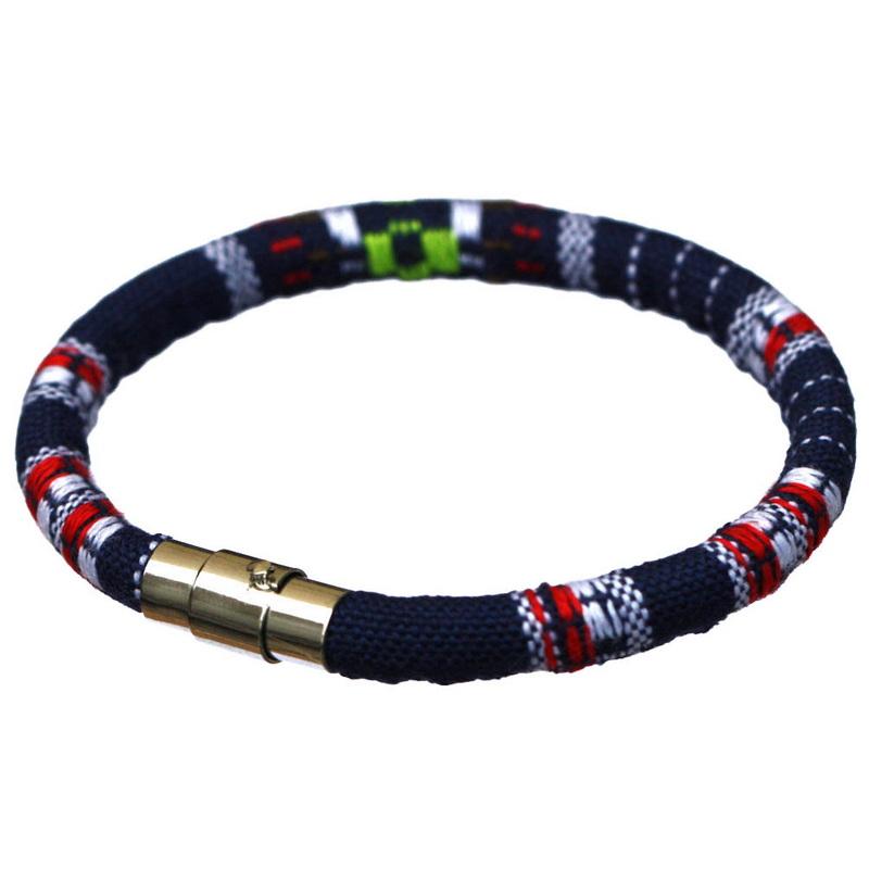 Браслет из нержавеющей стали с магнитной пряжкой, унисекс, в стиле бохо, плетеный хлопковый браслет-манжета ручной работы для мужчин и женщин, браслет на щиколотке для серфера, браслет, браслет