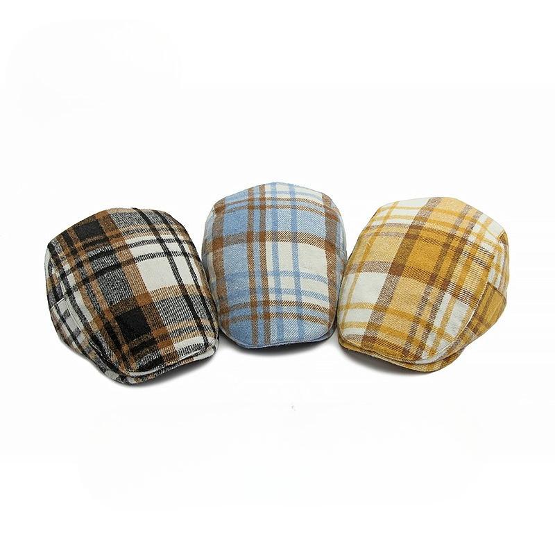 British Retro Plaid Beret for Men Women Autumn Newsboy Cap Vintage Flat Cap Fashion Casual Painter Peaked Hat Unisex Cabbie Cap