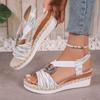 Fashion Women's Wedges Sandals 2025 Summer Snake Print Platform Sandals Gladiator Shoes Woman Comfort Casual Med High Heels Sandals