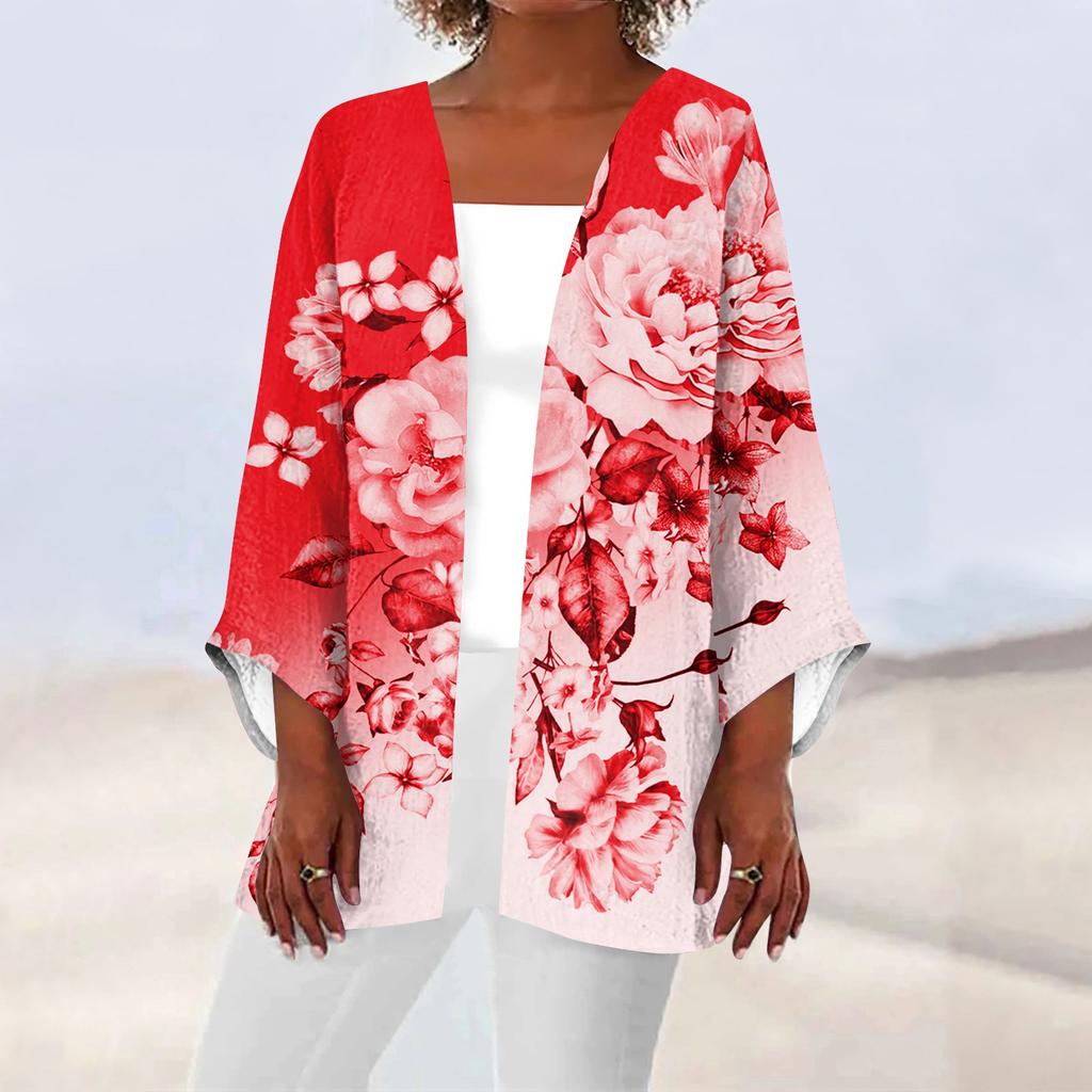 Women's Casual Fashion Printed Lightweight Mid-length Jacket Cardigan
