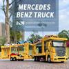 1/24 Mercedes Benz Double Decker Flatbed Transport Vehicle Alloy Diecast Metal Car Model Sound and Light Science Education Series