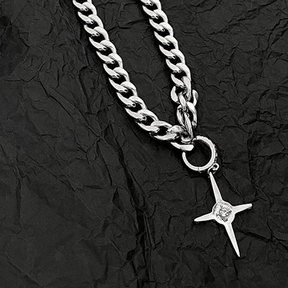 Simple Handsome Punk Fashion Hiphop Clavicle Chain Korean Style Necklace Man Necklace Cross Pendant