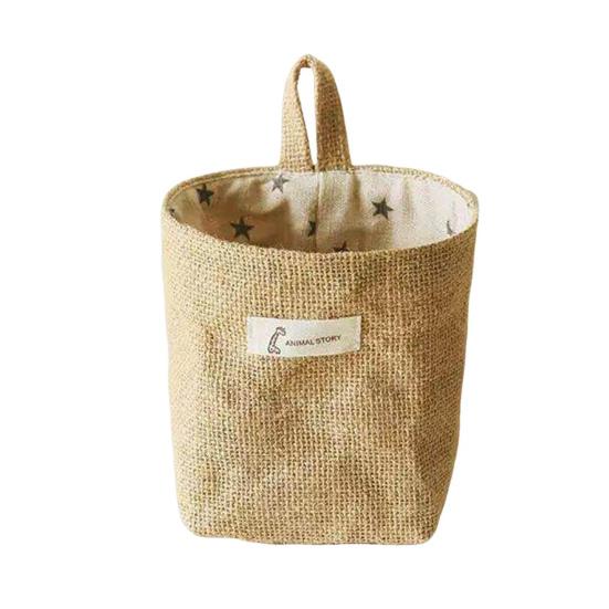 Хлопково-льняной подвесной органайзер для хранения, настенная корзина для хранения, маленькая складная сумка для хранения с ручкой для ключей, игрушек, косметики