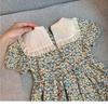 Summer Floral Princess Dress - Short-Sleeved Korean Lapel Style for Girls