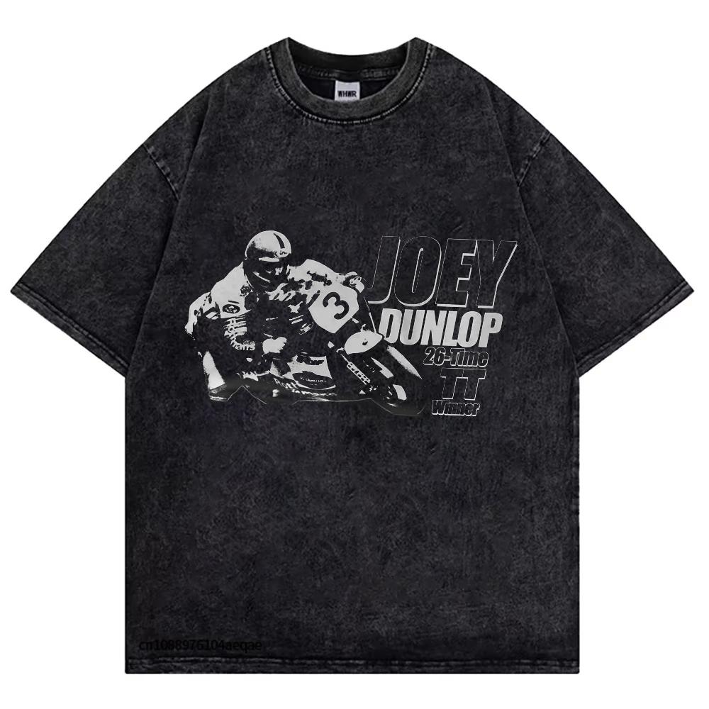 Футболка JOEY Michael Dunlop винтажная стираная мужская женская футболка топы уличная свободная большого размера с коротким рукавом
