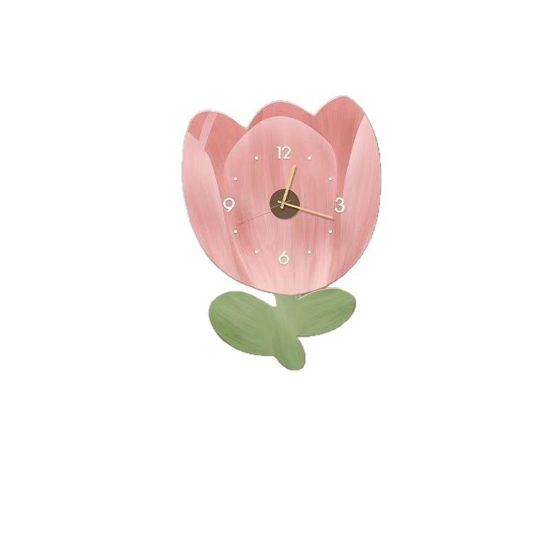 Простые настенные часы Часы настенные Гостевые Ресторан Креативные Цветочные Спальня Пасторальный Стиль Украшение Комнаты Бесшумные Часы