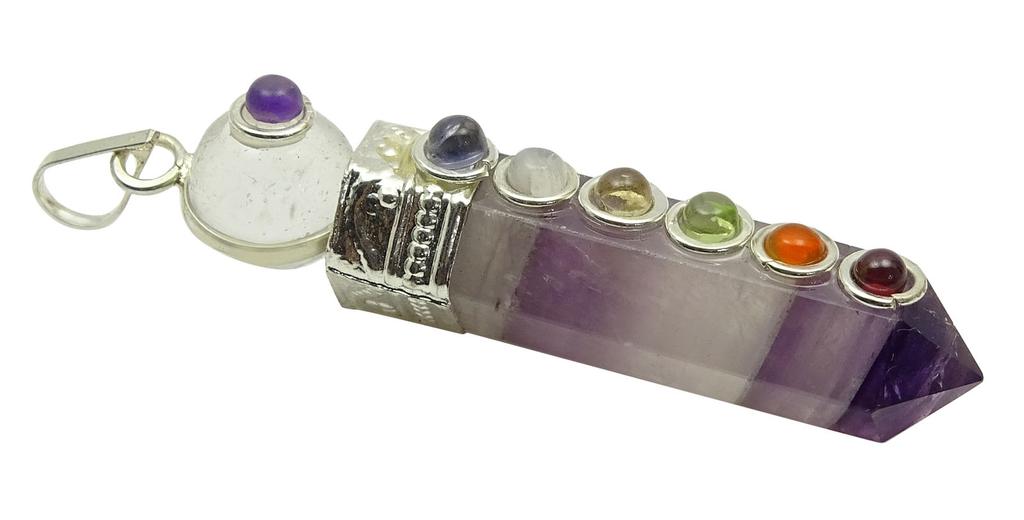 Harmonize Purple Amethyst Pencil Pendant Wand 7 Chakra Reiki Healing Crystal Spiritual Gift
