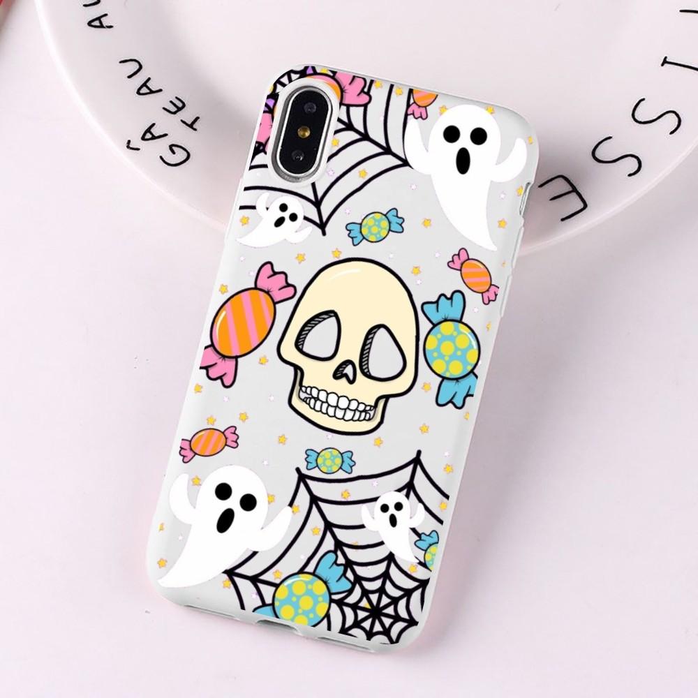 Хэллоуинская подставка для мыши для iPhone 14 11 12 13 Mini Pro Xs Max 8 7 6 6S Plus X XR Сплошной чехол конфетного цвета