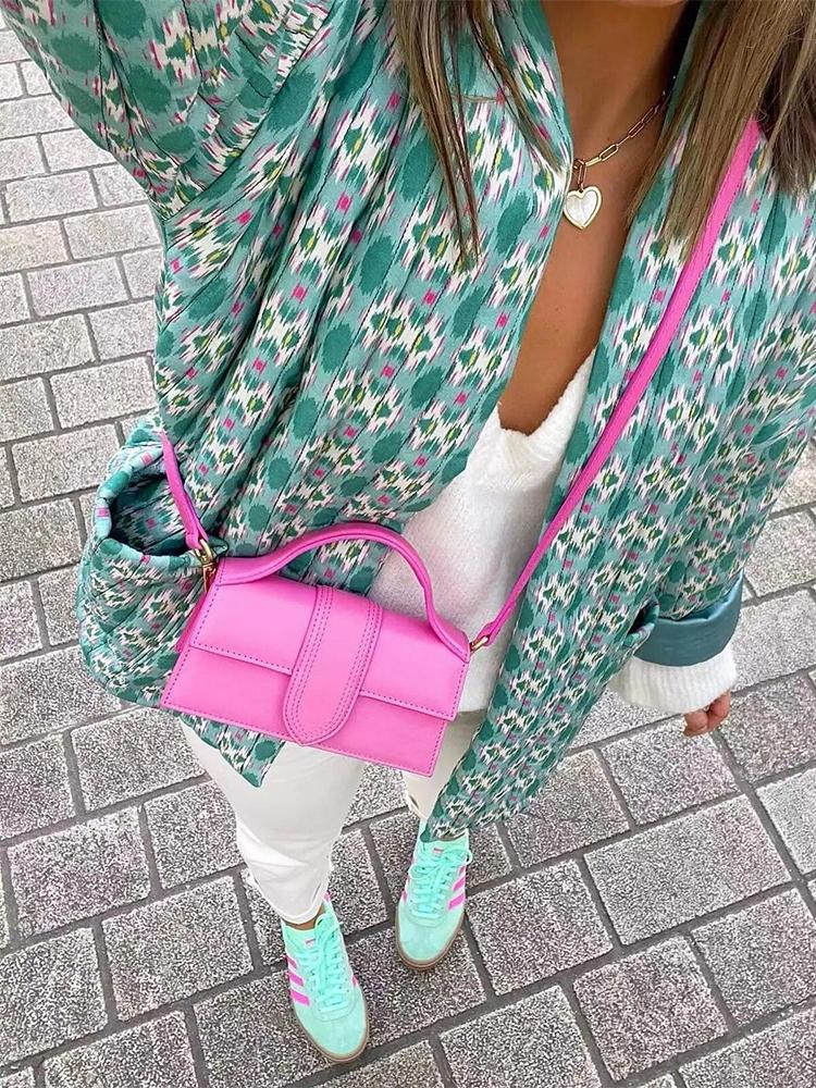 Теплая женская куртка с принтом, модный осенне-зимний кардиган с длинными рукавами, женский уличный топ с карманами и открытым передом, 2023