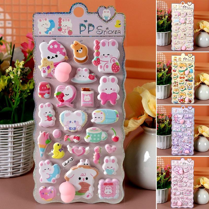 3D Bubble Stickers PP Butt Decorative Stickers Animals Bear Dog Sticker for DIY Scrapbook Phone Case Party Gift Puffy Stickers