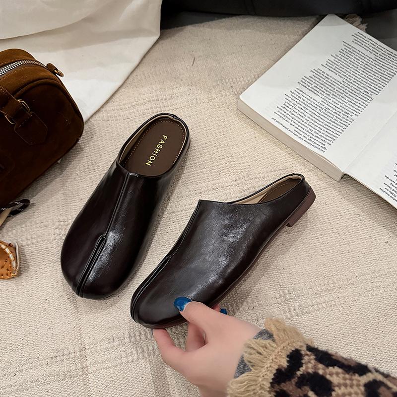 Ретро черные ленивые мокасины одинарные туфли женские туфли 2025 новая осенняя корейская версия однопедальная сумка головные и полутапочки