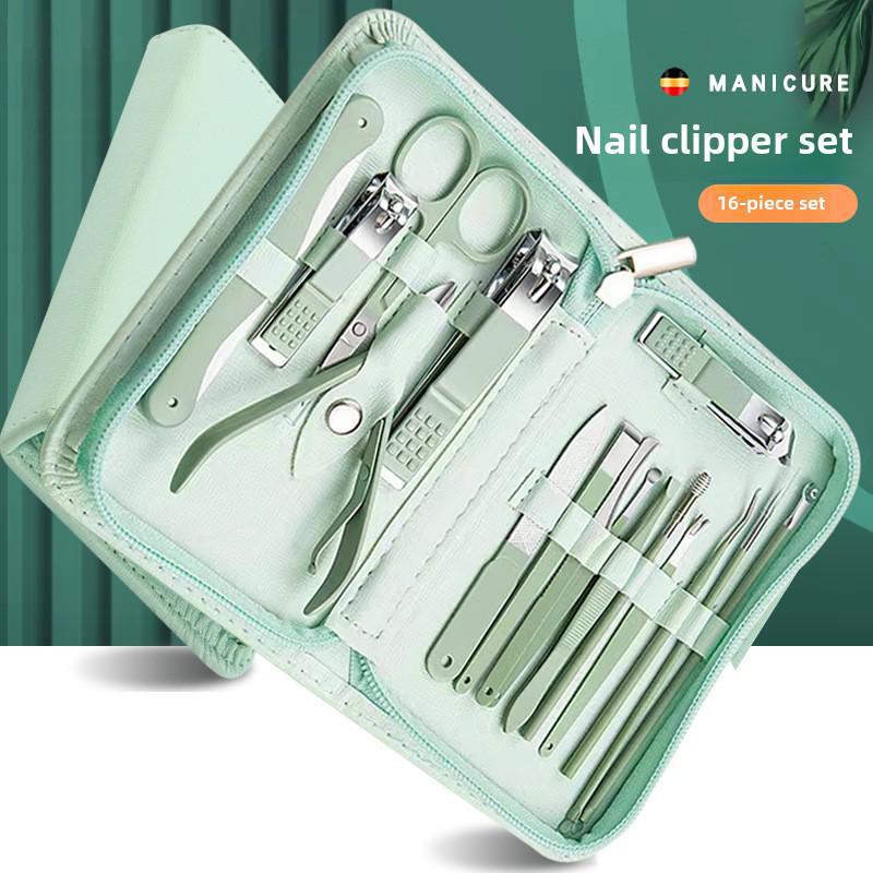 Набор из 22-х кусачек и ножниц из нержавеющей стали с зеленым футляром на молнии