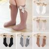 Cute Bows Baby Socks Summer Mesh Kids Girl Knee High Socks Breathable Hollow Solid Color Infant Toddler Long Socks
