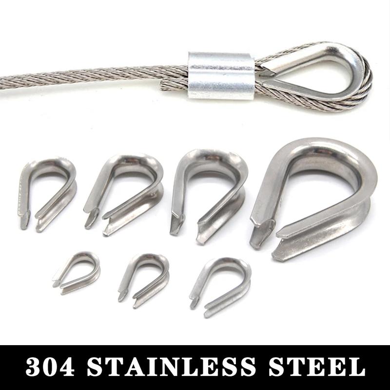 M2 M3 M4 M5-M6-M8-M10 304 Stainless Steel Cable Wire Rope Protective Sleeve Chicke Riggingn Heart Ring Fixing Workpiece