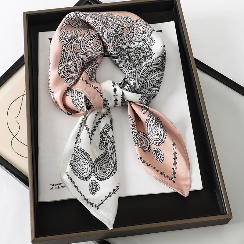 70*70cm Luxury Design Horse Print Silk Square Scarf Women Soft Satin Hairband Neckerchief Office Hijab Headband Foulard