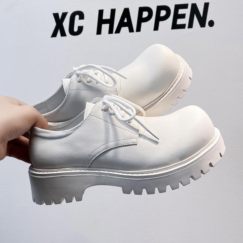 Туфли из кожи с большой головкой, мужские летние повседневные туфли-дерби в ретро-стиле, белые, модные туфли на широкую ногу в британском стиле 1026-A