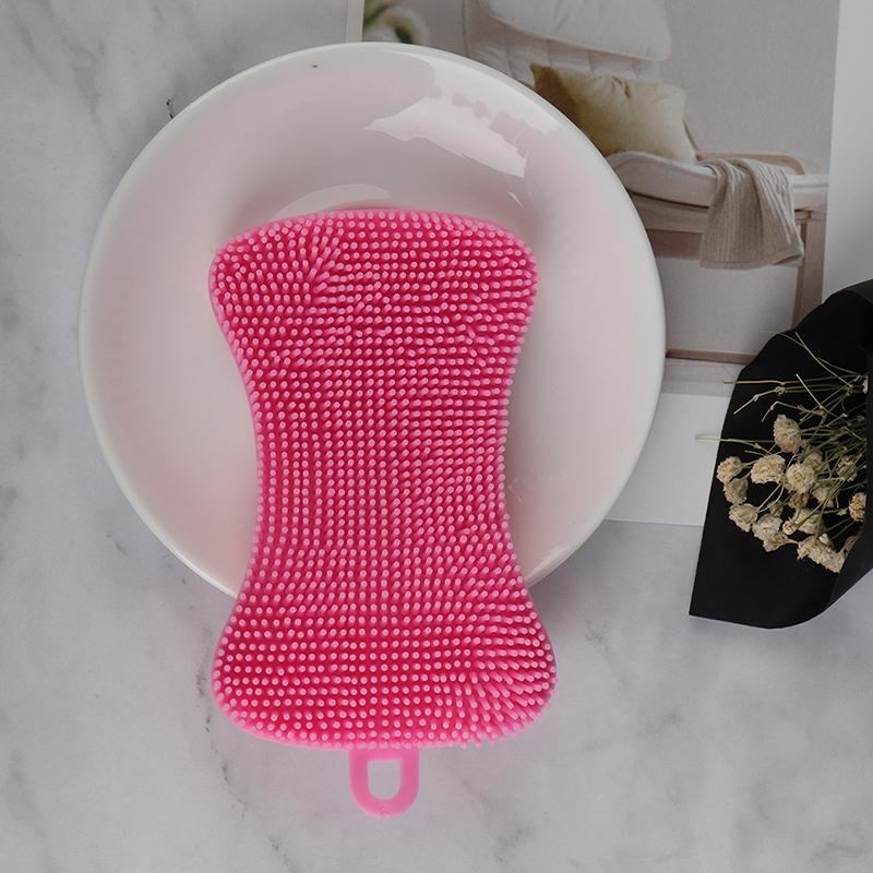Silicone Dish Washing Brush Pot Pan Sponge Scrubber Kitchen Cleaning Tool