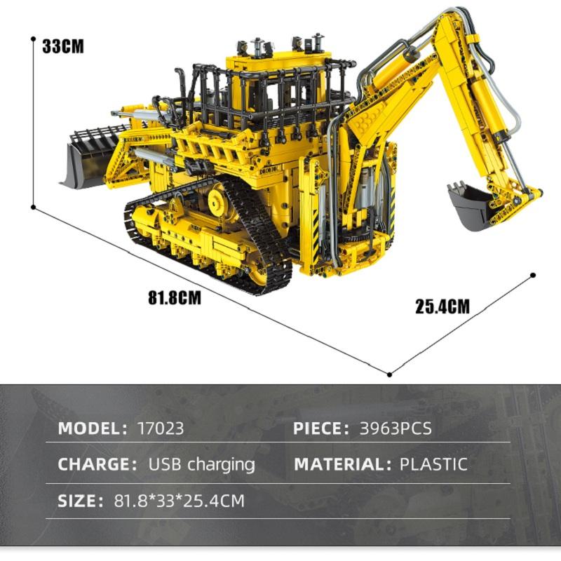 MOULD KING 17023 Technical Building Blocks Motorized Pneumatic Bulldozer Truck Model APP Engineering Vehicle Brick Toy Kids Gift