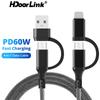 HdoorLink USB-кабель 4 в 1 PD60W/20W USB C-Lightning Cable для iphone 15 14 13 12 11 Pro, зарядное устройство для быстрой зарядки типа C для Samsung, кабель для даты
