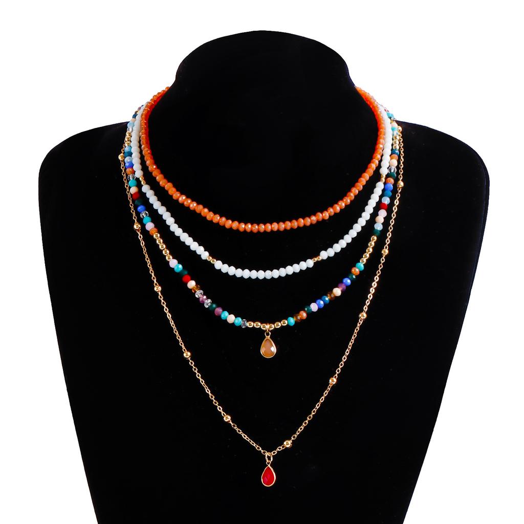 Bohemian Multi-layered Beaded Necklace Colorful Boho Beaded Necklace for Women Ethnic Jewelry Accessories