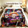 Day of the Dead Theme Custom Blanket Personalized Name & Text Customized Soft Warm Throw Blanket Home Decor