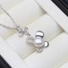 Real Natural Cultured White Pearl Necklaces For Woman,Wedding Freshwater 925 Silver Pearl Pendant Wife Birthday Gift Purple