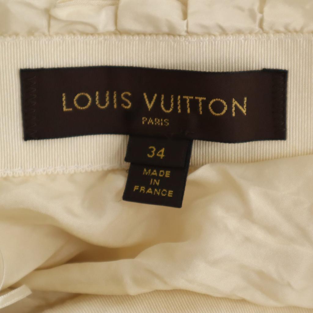 Louis Vuitton Французская шелковая смесь Длина миди Плиссированная юбка 34 Слоновая кость Женская Б/у