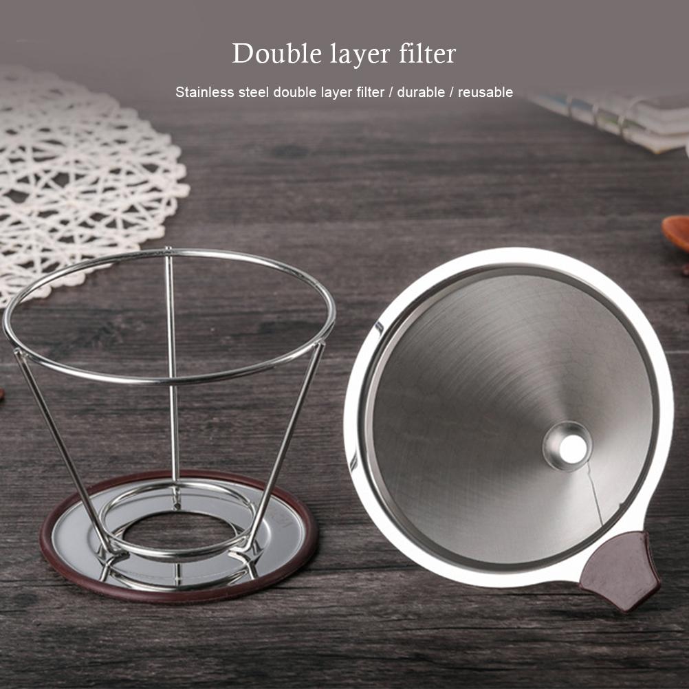 Pour Over Coffee Dripper Stainless Steel Coffee Filter Removable Dripper with Stand Reusable Cone Dripper
