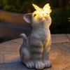 Солнечный светильник-статуэтка кошки, уличная скульптура котенка, кролика, бабочки, садовый светильник, водонепроницаемый солнечный животный светильник из смолы для дорожки, двора, патио