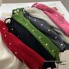 Whitening Raspberry Pink Gold Button Knit Cardigan - Women's Autumn/Winter Korean Style, Soft, Thick, Warm, Round Neck Wool.