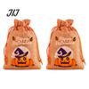Lightweight Candy Carriers 2Pcs Halloween Pumpkin Drawstring Bags for Treats, Retro Burlap Kids Trick or Treat Bags, Portable Goodie Small Storage