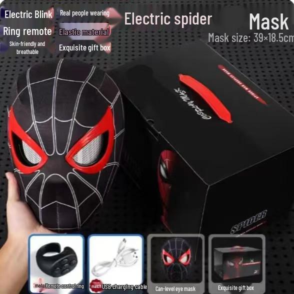 Spider-Man Light-Up Mask with Movable Eyes for Halloween Cosplay