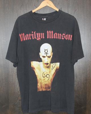2001 Marilyn Manson Группа Ретро Стиль Черная Короткий Рукав Унисекс Футболка KH9055