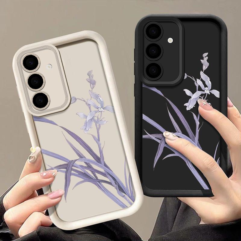 Фиолетовый Цветочный Узор Орхидея Чехол Для Samsung Galaxy A57 A37 A17 A56 A36 A26 A16 5G A55 A35 A15 A54 S21 FE S22 S23 S24 Plus S25 Edge S26 Ultra Чехол