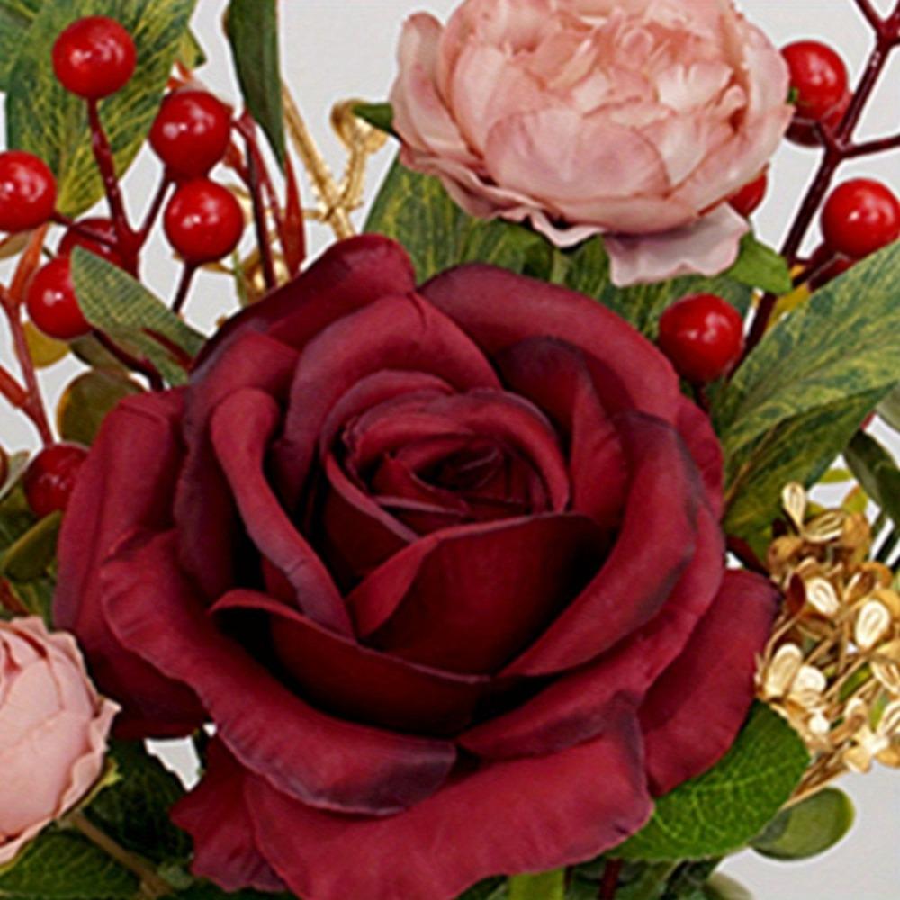 Искусственные цветы Искусственные цветы в вазе для домашнего декора Композиция из искусственных цветов с вазой для журнального столика Украшение центрального элемента обеденного стола на кухне