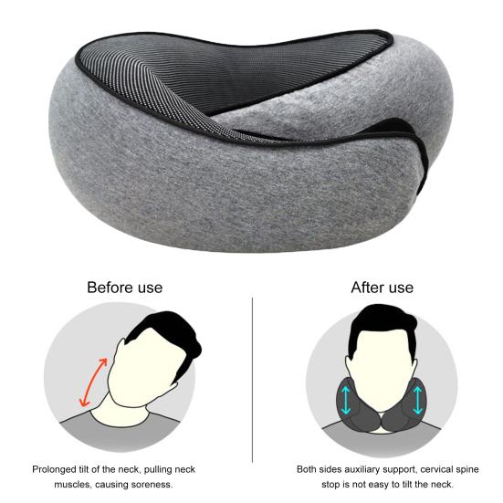 Подушка для шеи из пеноматериала с эффектом памяти, 360-градусная подушка для самолета с регулируемой застежкой