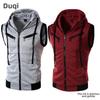 Boys' Slim Fit Sleeveless Knit Hooded Vest with Zipper