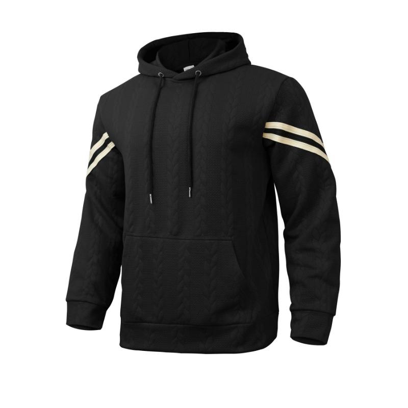 Men S Winter Thick Hooded Jacquard Sweatshirt
