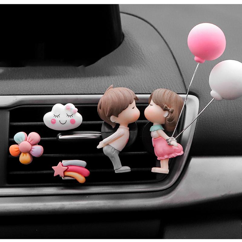 Car Air Outlet Clip Decoration Air Freshener Cute Cartoon Couples Action Figure Balloon Ornament Gift Auto Interior Accessories