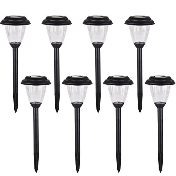 Solar Outdoor Pathway Lights Matt Black Stainless Steel Painted LED Lights for Garden Landscape Path Yard Driveway (black-8pack)