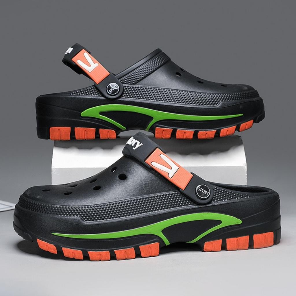 Пещерная обувь для мужчин, Летний модный тренд, Универсальные, На толстой подошве, Нескользящие сандалии для повседневной носки, Дышащая и удобная обувь с отверстиями