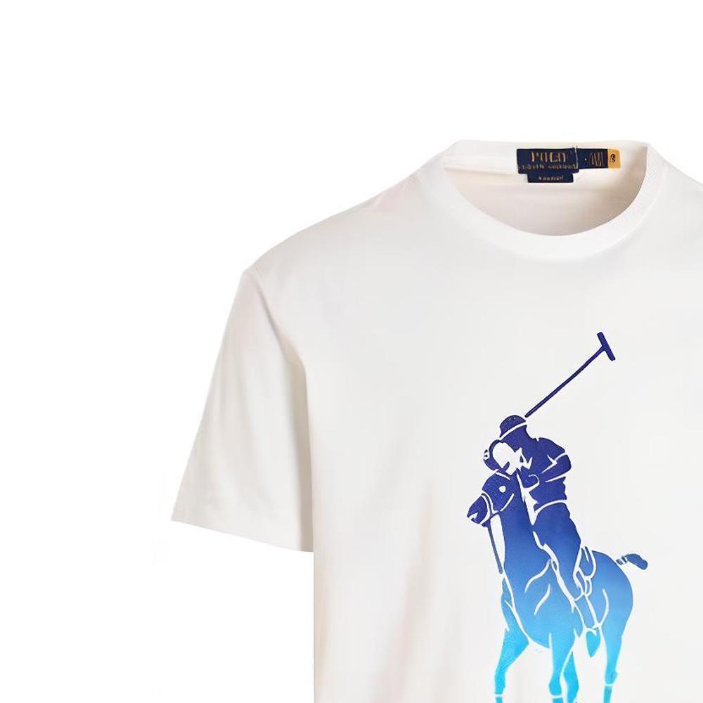 Polo Ralph Lauren SS23 Логотип Принт Повседневная Круглый вырез Короткий рукав Футболка Мужские Топы Белый 710890946-002