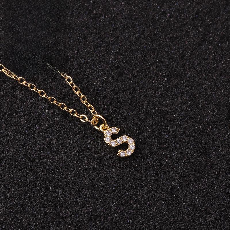 Европейское и американское простое ожерелье с циркониевой подвеской и 26 английскими буквами - креативные трансграничные украшения для женщин
