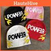 Color Letter Solid Pgwer Trendy Pattern Knitted Hat Wind Protection For Teens