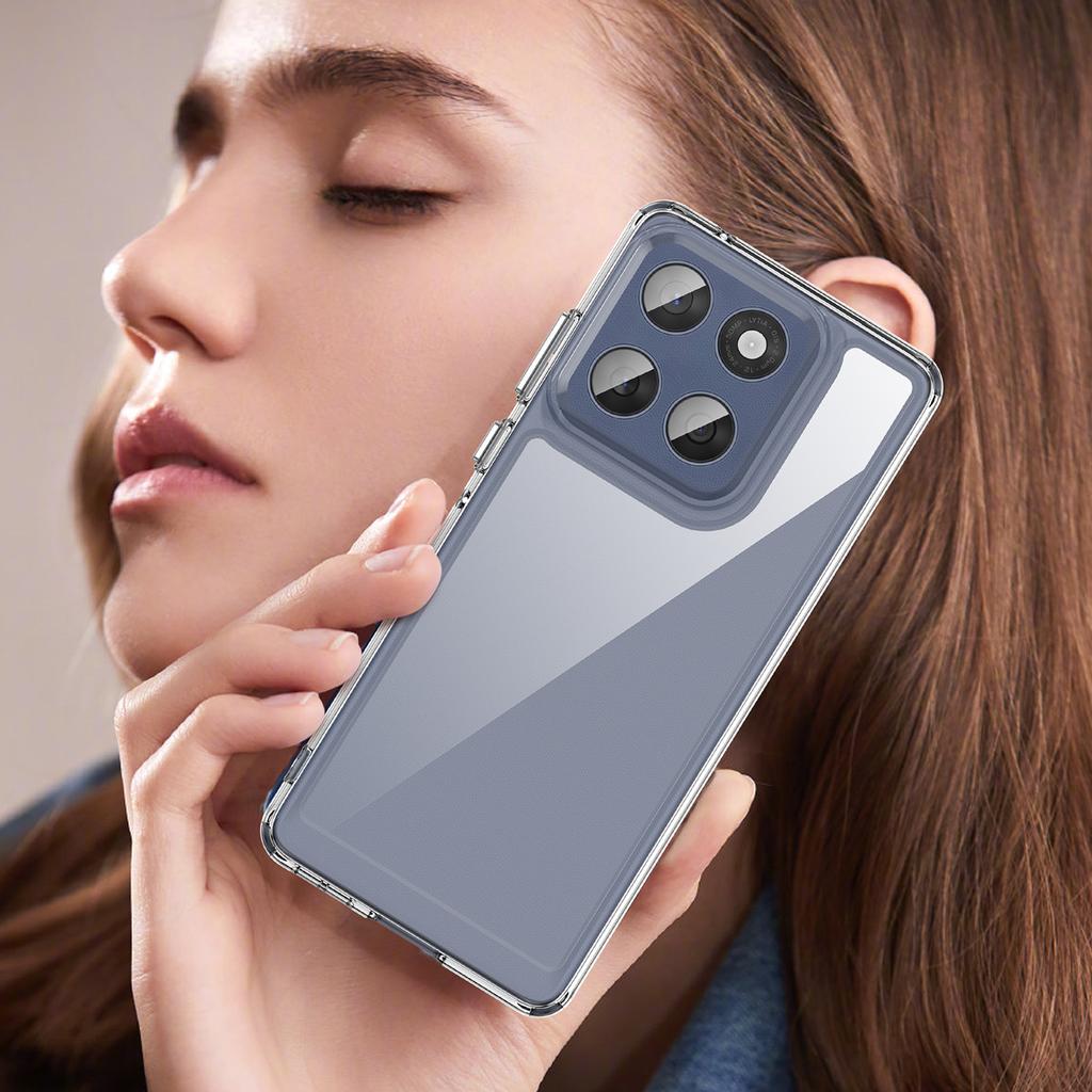 For Motorola Edge 60 Fusion 5G Case WANLONFENG MF Series TPU Acrylic Clear Phone Cover with Tempered Glass