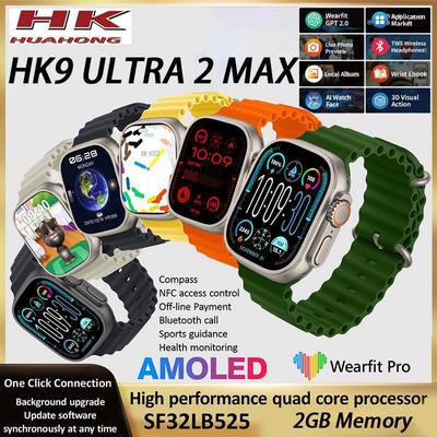 HK9 Ultra 2 Max Смарт-часы AMOLED Часы Ultra2 ChatGPT NFC Смарт-часы для мужчин Ai Watch Face Компас Водонепроницаемые