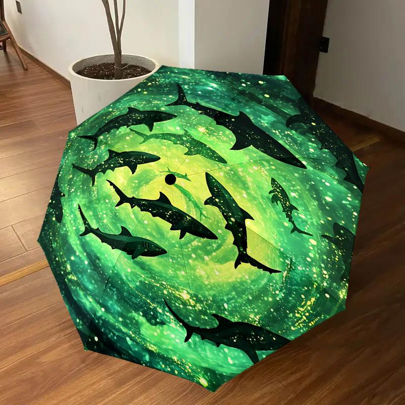 1pc sharks galaxy Automatic Open/Close Umbrella with Windproof, 8-Rib Sturdy Canopy, Durable Ribs, Fashionable Design1147A
