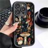 Черный ребристый чехол для iPhone с цветочным грибом для 15/16/17 Pro Max